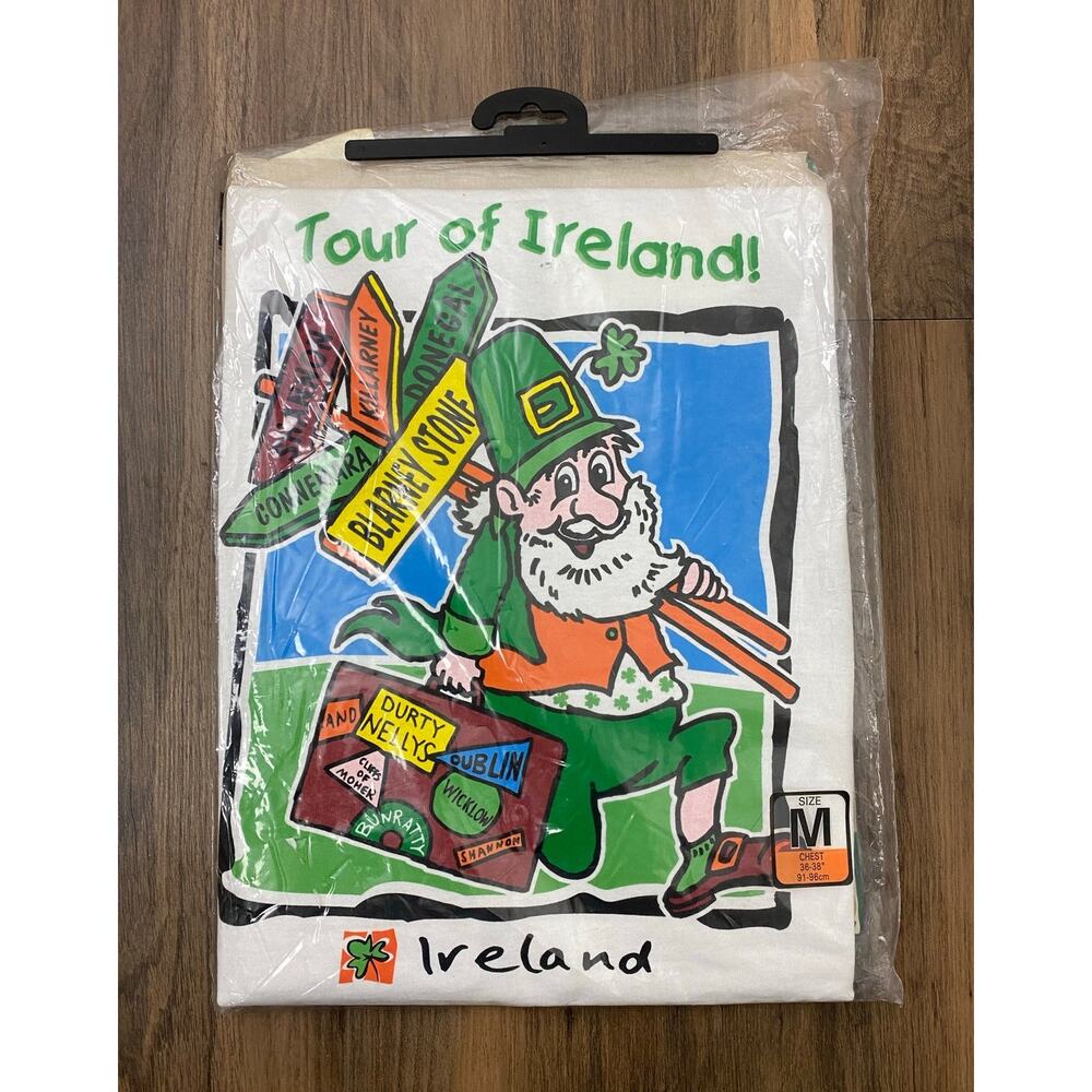 NEW VTG 90s Screen Stars USA Ireland Tour Leprechaun single stitch t-shirt M